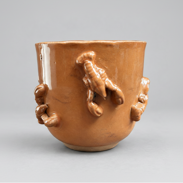 Crab Bisque Handmade Ceramic Mug – Claws Around the Coffee, Ø8 × 8.5 cm by Red Raven Pottery