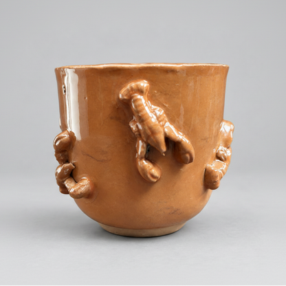 Crab Bisque Handmade Ceramic Mug – Claws Around the Coffee, Ø8 × 8.5 cm by Red Raven Pottery