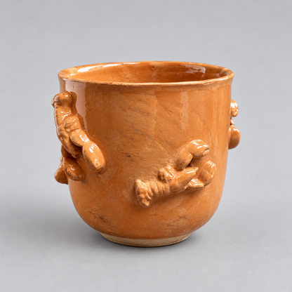 Crab Bisque Handmade Ceramic Mug – Claws Around the Coffee, Ø8 × 8.5 cm by Red Raven Pottery