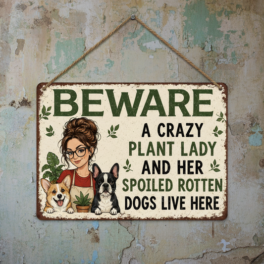 Crazy Plant & Dog Mom Wooden Sign – Vivid Household Wall Art, 20 × 15 cm vintage wall sign
