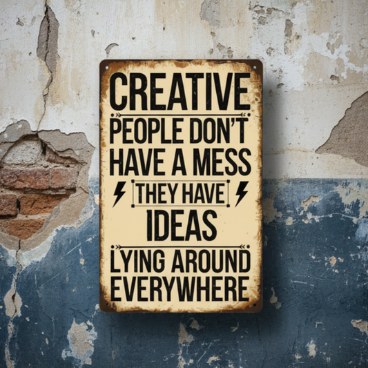 Creative People Wooden Sign – Funny Quote Wall Art, 15 × 20 cm