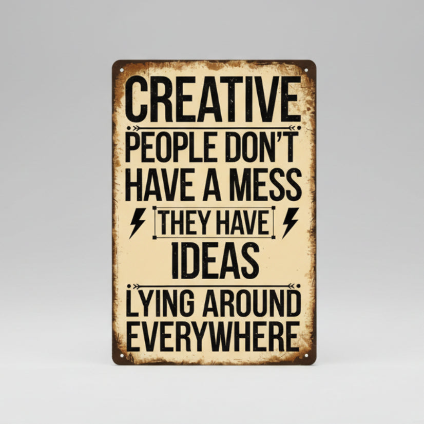 Creative People Wooden Sign – Funny Quote Wall Art, 15 × 20 cm