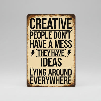 Creative People Wooden Sign – Funny Quote Wall Art, 15 × 20 cm
