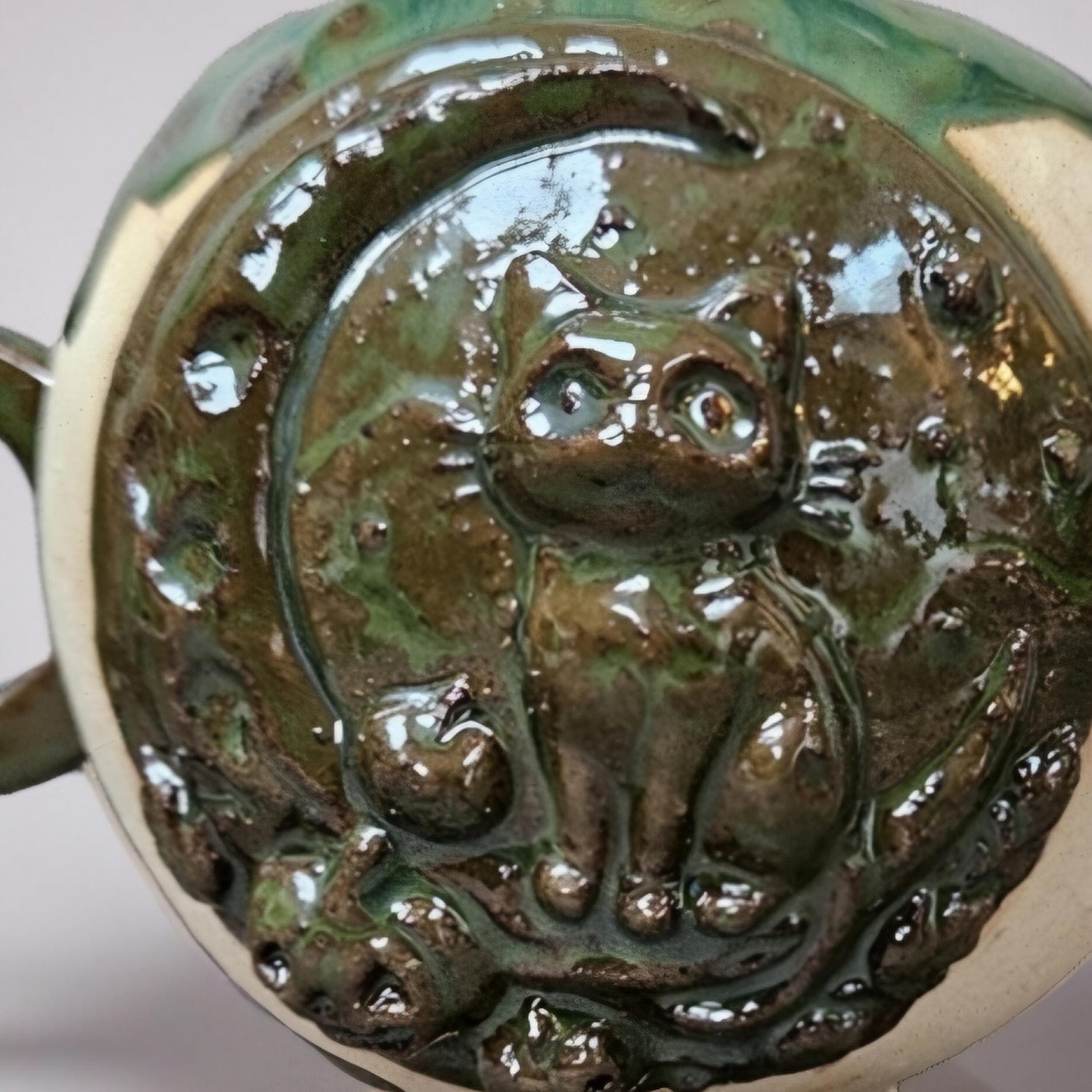 Crescent Familiar Ceramic Tea Mug – Guardian Of Moonlit Brews, Ø11×10.5 cm by Red Raven Pottery