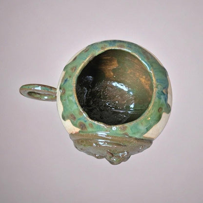 Crescent Familiar Ceramic Tea Mug – Guardian Of Moonlit Brews, Ø11×10.5 cm by Red Raven Pottery