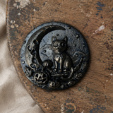 Cresent Familiar Plaster Fridge Magnet - Moonlit Studio Cast Ornament, dia 8.5 x 2cm