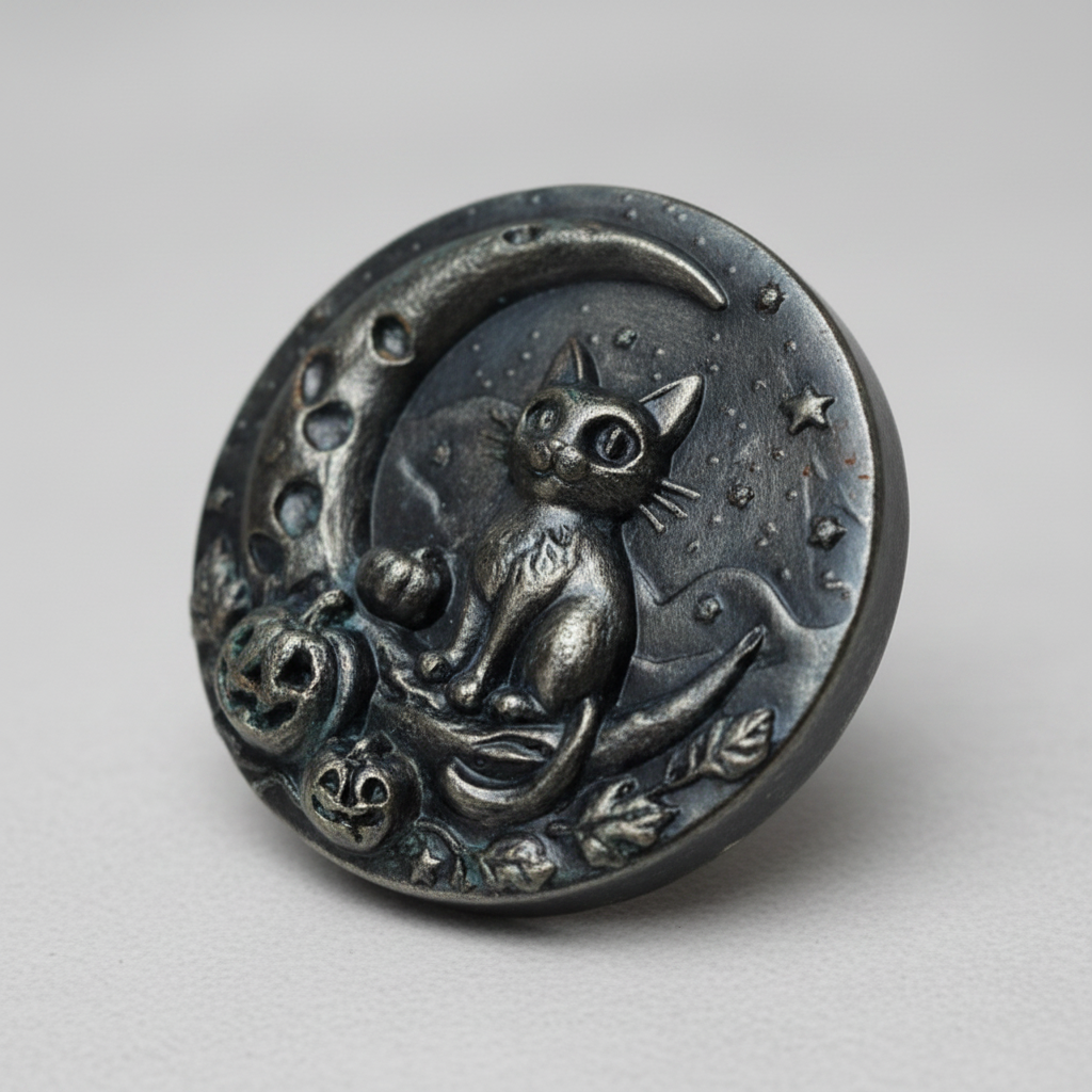 Cresent Familiar Handmade Plaster Fridge Magnet - Moonlit Studio Cast Ornament, dia 8.5 x 2cm by Hook & Hex