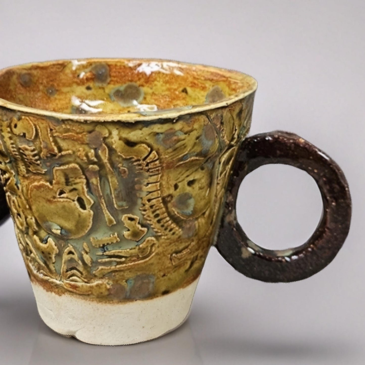 Crypt Brew Ceramic Coffee Cup – Skull & Bones Ritual Vessel, Ø7.5×8.5 cm by Red Raven Pottery