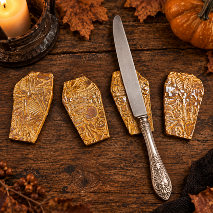 Crypt of Bones Handmade Ceramic Cutlery Rests – Remains at the Table, 9 × 4 × 1 cm, by Red Raven Pottery