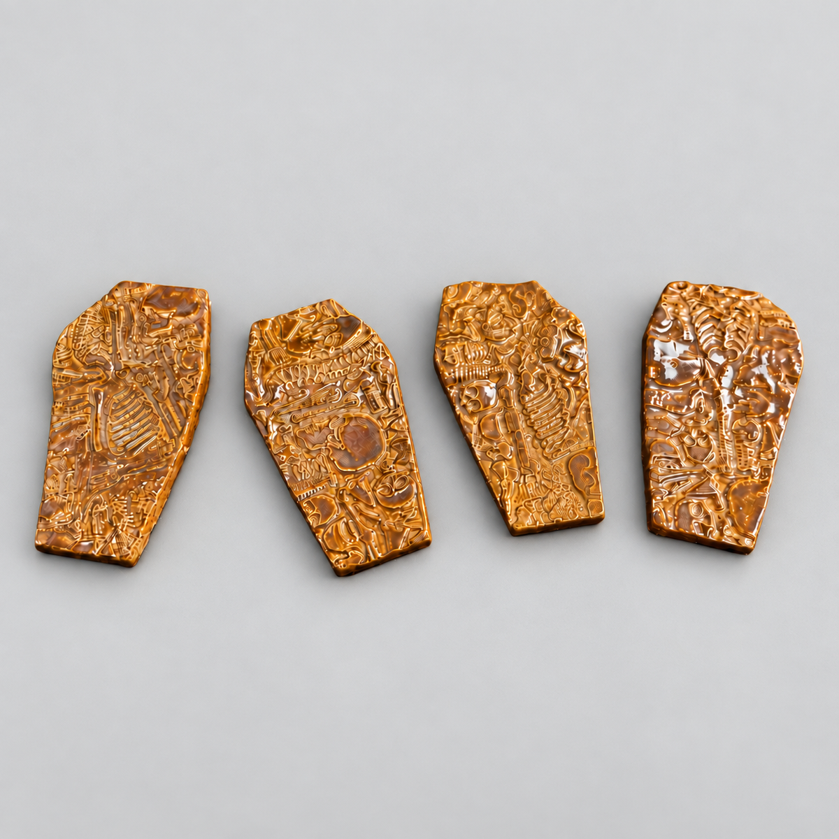 Crypt of Bones Handmade Ceramic Cutlery Rests – Remains at the Table, 9 × 4 × 1 cm, by Red Raven Pottery