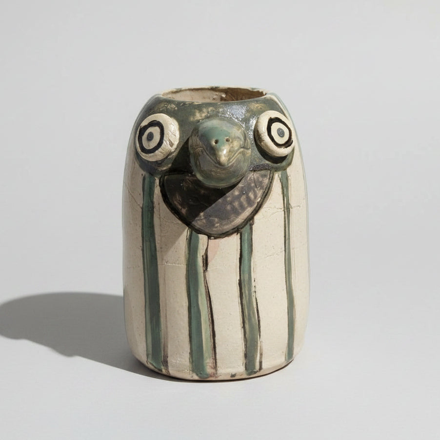Curious Bird Ceramic Planter – A Nest for Small Greens, various sizes by Red Raven Pottery