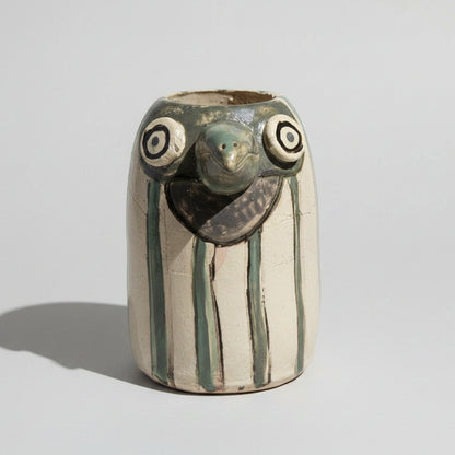 Curious Bird Ceramic Planter – A Nest for Small Greens, various sizes by Red Raven Pottery