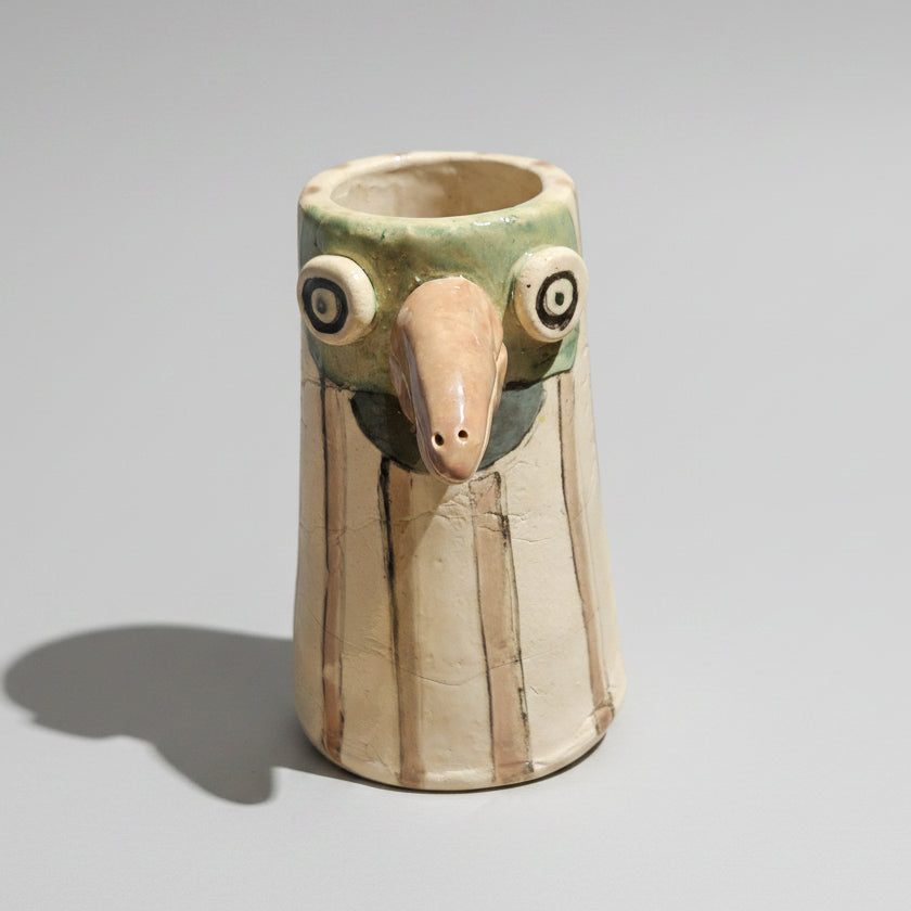 Curious Bird Ceramic Planter – A Nest for Small Greens, various sizes by Red Raven Pottery