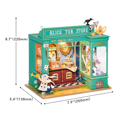 Alice’s Tea Store DIY Wooden Miniature Kit – Wonderland Tea Shop, 148 Pieces by Robotime