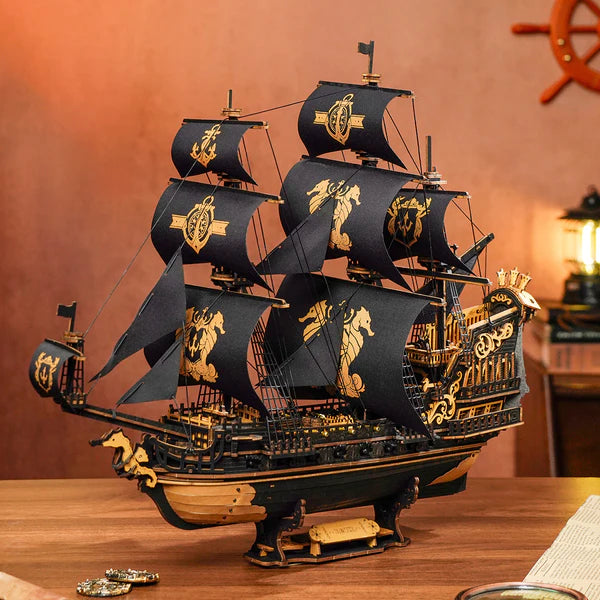 Seahorse Barque DIY Wooden Ship Model – Gothic Baroque Warship, 603 pieces by Robotime