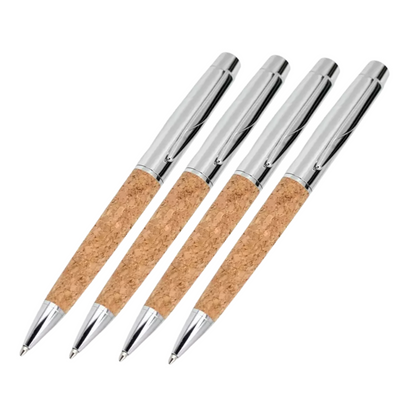 Eco-Friendly Cork Pens – Set of 8 Sustainable Ballpoint Pens, Unicolor