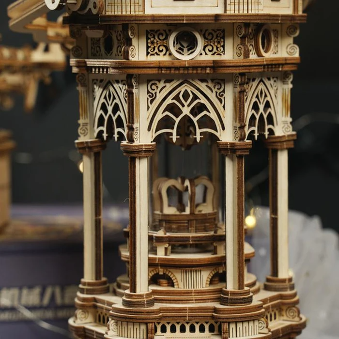 Victorian Lantern DIY Wooden Music Box Kit – Retro Ilumination,210 Pieces by Robotime