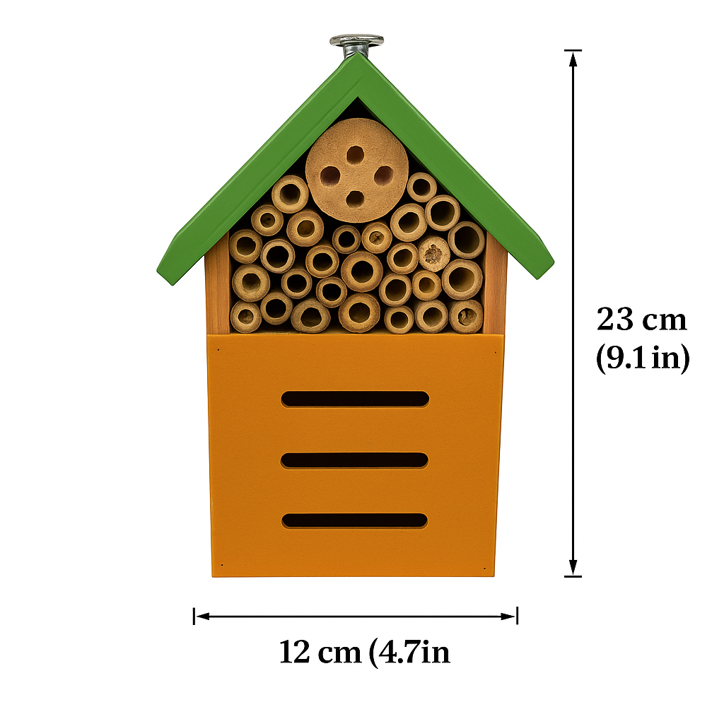 Citrus Roof Wooden Insect Hotel – Habitat for the Helpful, Ø12×23×7.5 cm