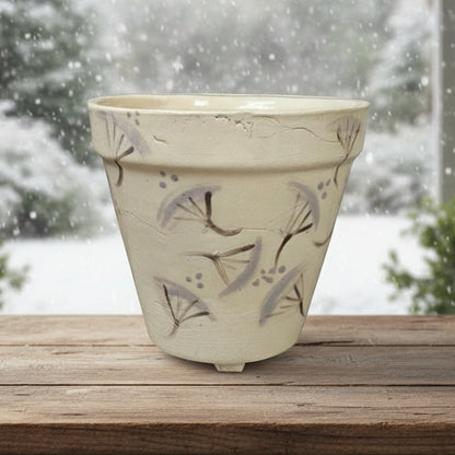 Dandelion Drift Ceramic Planter – Vintage Blue Whimsy, Ø11×10 cm by Red Raven Pottery