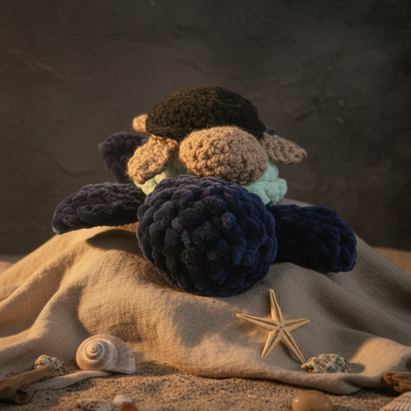 Deepwater Crochet Turtle Duo – Parent & Child Bond Keepsake, 18 cm by Hook & Hex
