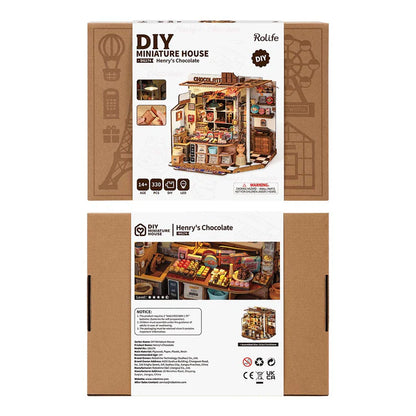 Henry’s Chocolate DIY Wooden Miniature Kit – Nostalgic Candy Shop Display, 330 Pieces