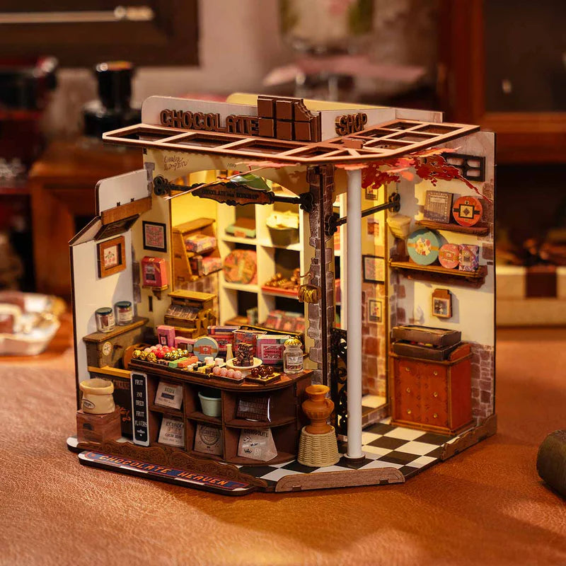 Henry’s Chocolate DIY Wooden Miniature Kit – Nostalgic Candy Shop Display, 330 Pieces