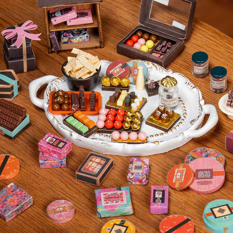 Henry’s Chocolate DIY Wooden Miniature Kit – Nostalgic Candy Shop Display, 330 Pieces