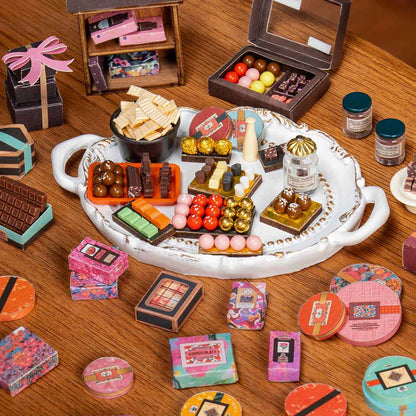 Henry’s Chocolate DIY Wooden Miniature Kit – Nostalgic Candy Shop Display, 330 Pieces