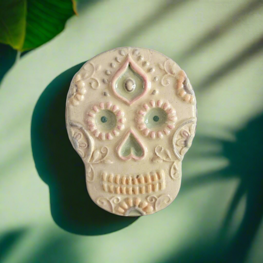 Día de los Muertos Fridge Magnet – Memory & Renewal Ornament, Ø5.5×7 cm by Red Raven Pottery