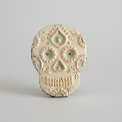 Día de los Muertos Fridge Magnet – Memory & Renewal Ornament, Ø5.5×7 cm by Red Raven Pottery
