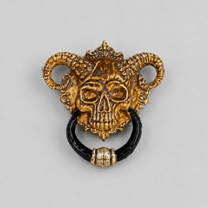 Diabolus Horned Skull Ceramic Magnet – Guardian of Forbidden Gates, 5.5 x 5 cm by Red Raven Pottery