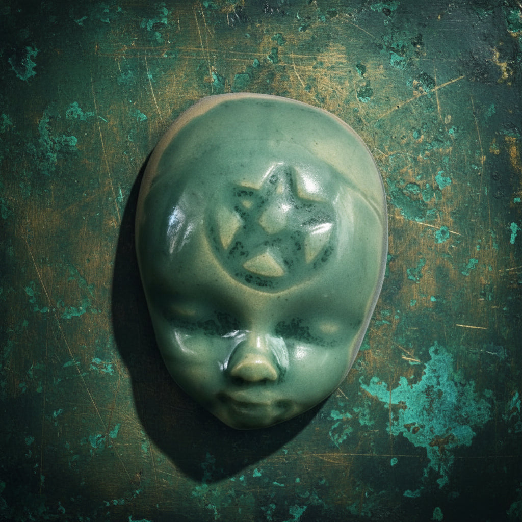 Doll Face Fridge Magnets – Occult Ceramic Ornaments, 4×3 cm, various designs by Red Raven Pottery