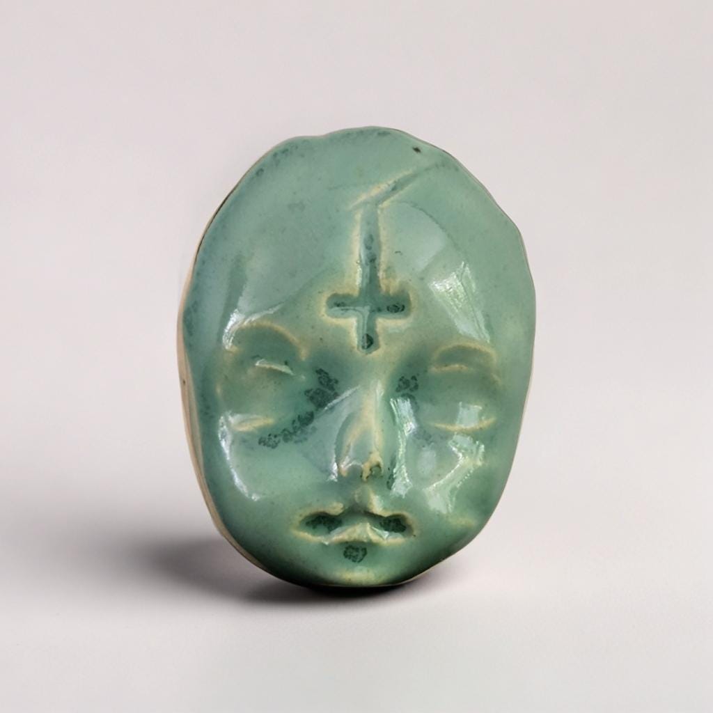 Doll Face Fridge Magnets – Occult Ceramic Ornaments, 4×3 cm, various designs by Red Raven Pottery