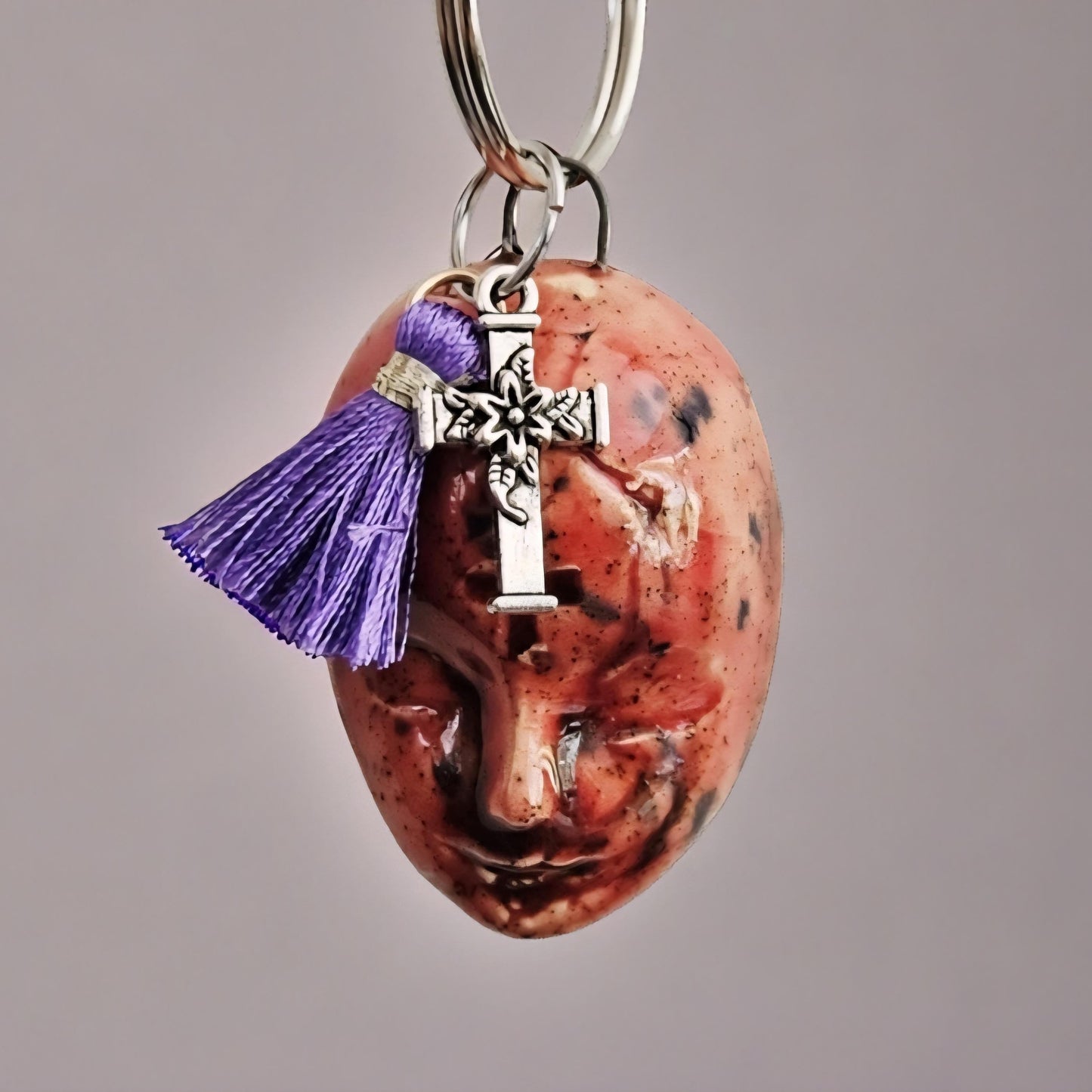Doll Face Keychains – Eerie Ceramic Charms, 4×3 cm, various designs by Red Raven Pottery
