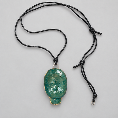 Doll Head Handmade Ceramic Necklace – Eerie Faceless Pendant, 5.5 × 3.5 × 2 cm by Red Raven Pottery