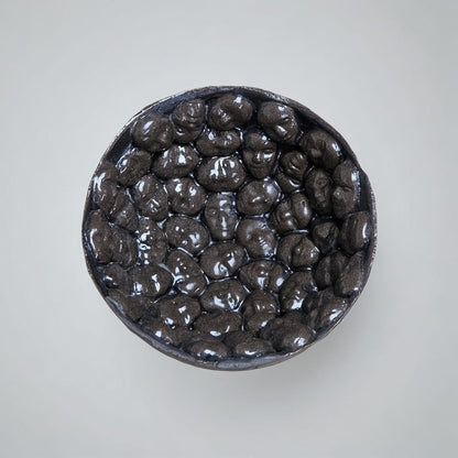 Dollfaces' Gaze Ceramic Bowl – Uneasy Innocence in Silence, Ø13×6 cm by Red Raven Pottery