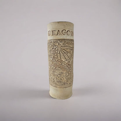 Dragon Guardian Ceramic Vase – Mythical Strength In Stillness, Ø7×22 cm by Red Raven Pottery