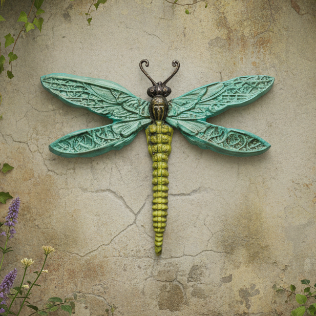 Dragonfly Ceramic Wall Art – Resting Wing Presence, 18×13×1.5 cm by Red Raven Pottery