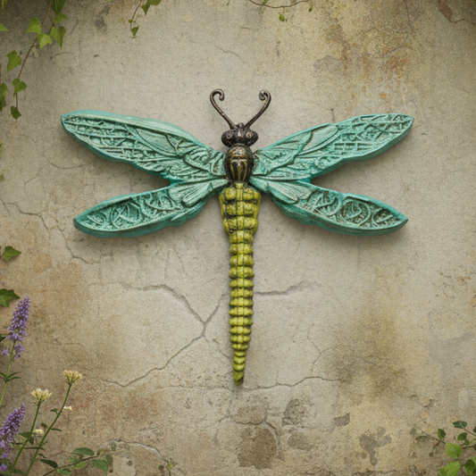 Dragonfly Ceramic Wall Art – Resting Wing Presence, 18×13×1.5 cm by Red Raven Pottery