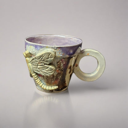 Dragonfly Dawn Ceramic Coffee Cups – Set of 2 Morning Ritual Vessels, Ø7.5×6.5 cm by Red Raven Pottery