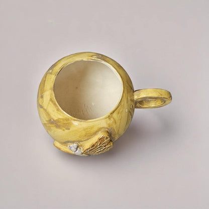 Drifting Dragonfly Ceramic Tea Mug – Dawn-Toned Ritual Comfort, Ø11×9.5 cm by Red Raven Pottery