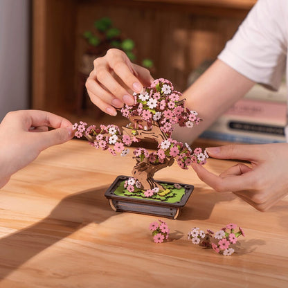 Sakura Spirit DIY Wooden Bonsai Kit – Eternal Spring Blossoms, 263 pieces by Robotime