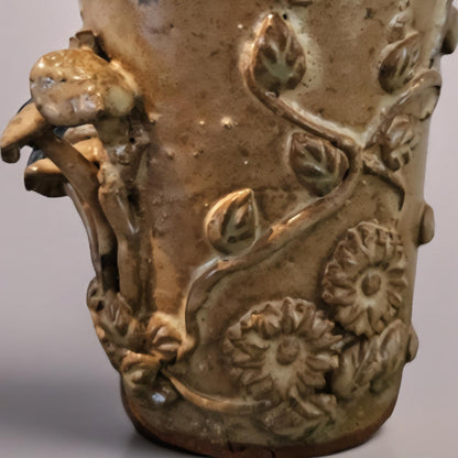 EarthRoot Ceramic Tumbler – Woodland Offering Vessel, Ø8×12 cm by Red Raven Pottery