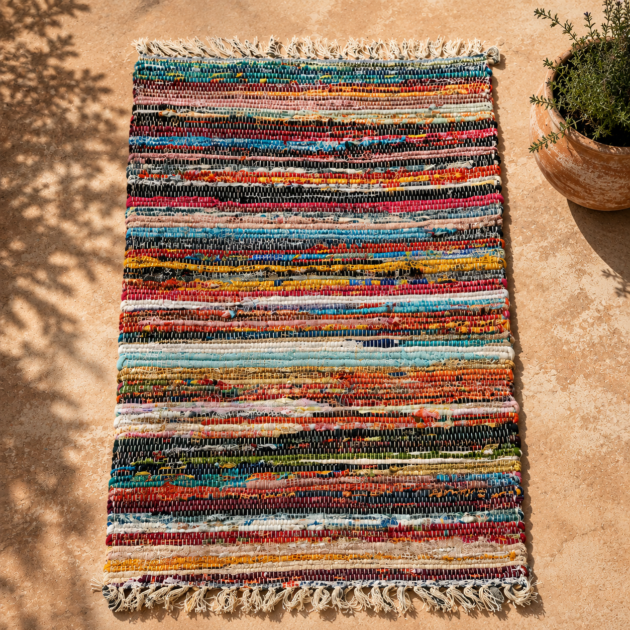 Earthsong Rag Rug – Reclaimed Color for Soulful Corners, 60 × 90 cm