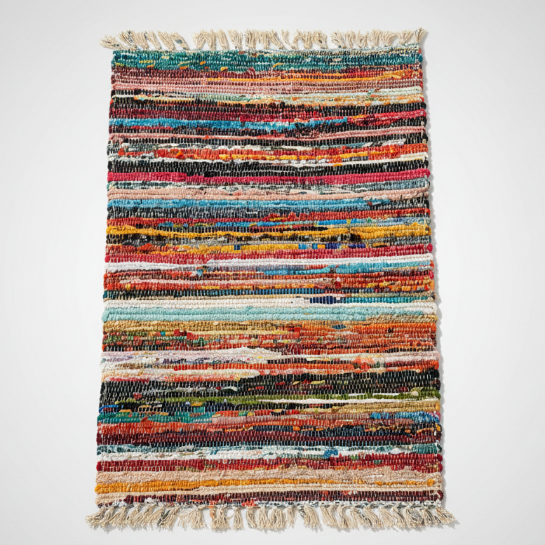 Earthsong Rag Rug – Reclaimed Color for Soulful Corners, 60 × 90 cm
