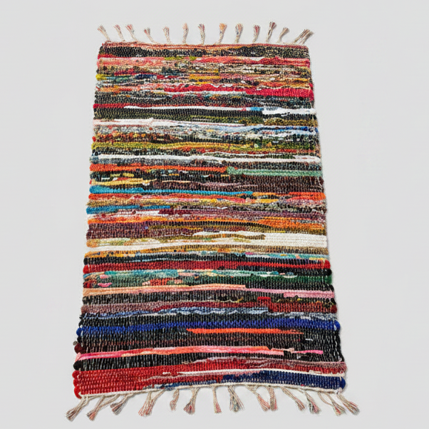 Earthsong Rag Rug – Reclaimed Color for Soulful Corners, 60 × 90 cm