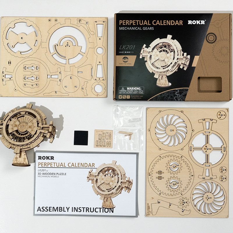 Wheel of Time DIY Wooden Perpetual Calendar Kit – Never-ending Accuracy, 52 pieces by Robotime