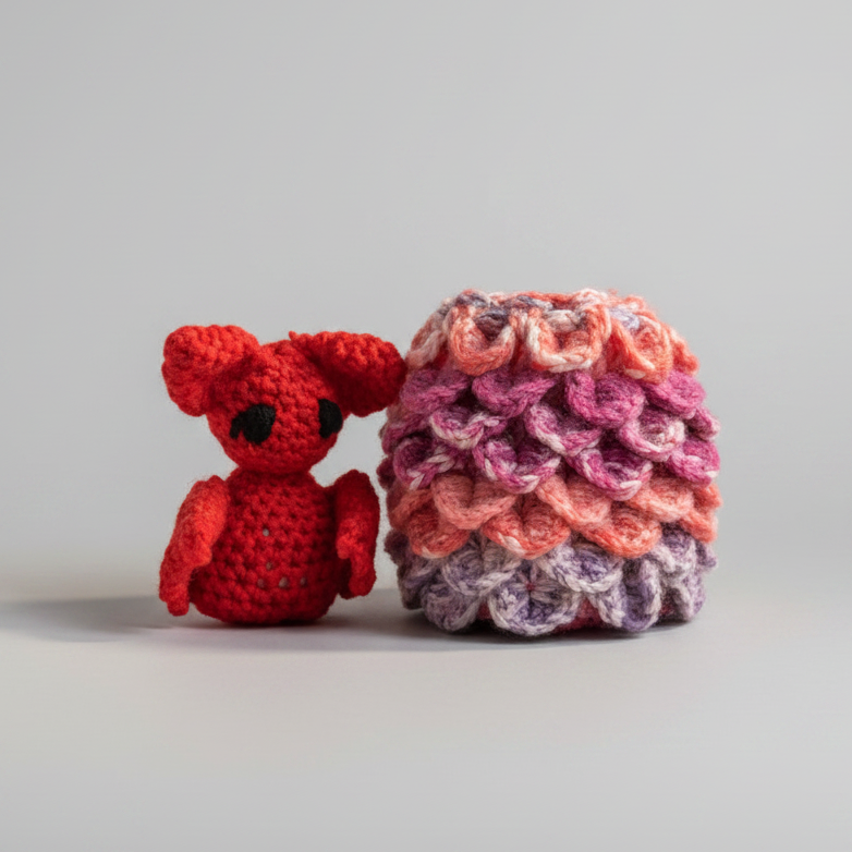 Emberling Hatch Crochet Set – Dragon Egg Scale Pouch, 18 cm by Hook & Hex