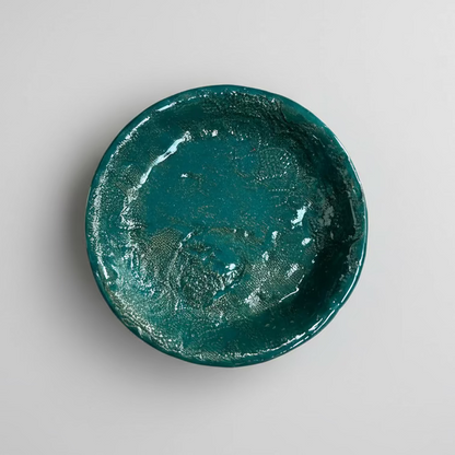 Emerald Grove Ceramic Cup & Saucer – Ritual Beneath the Canopy, Ø8×7 cm & Ø14×2.5 cm by Red Raven Pottery