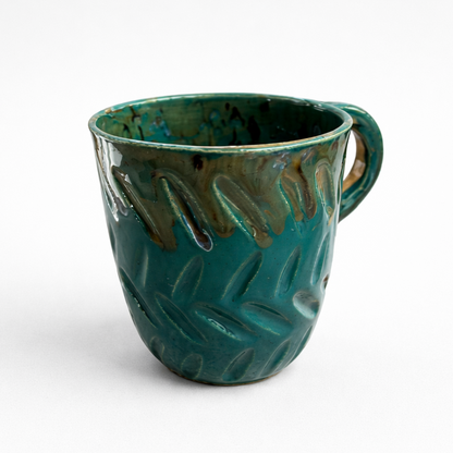 Emerald Grove Ceramic Mug – Ritual Beneath the Canopy, Ø8.5×11 cm by Red Raven Pottery